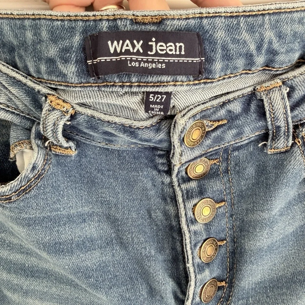WAX Jeans Women's Blue‎ Distressed Skinny Size 5/27